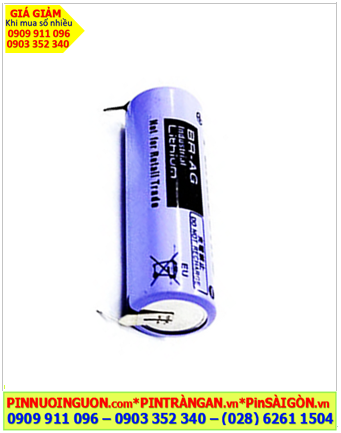 Panasonic BR-AG (chân thép); Pin nuôi nguồn PLC Panasonic BR-AG lithium 3v 4/5A 2200mAh, Xuất xứ NHẬT